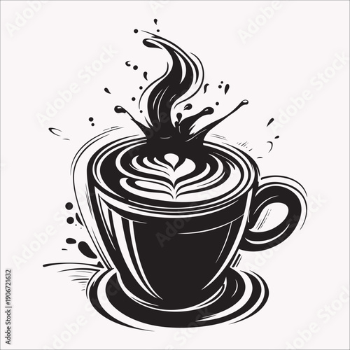 cappuccino silhouette vector illustration 