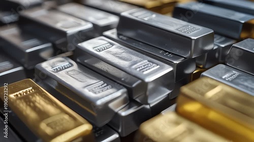 Gold and Silver Bars Financial Investment Close Up