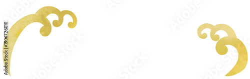 ゴールドの水彩のエ霞のイラストセット　ベクター　金色　和柄　和風　高級感　透過背景　透明　白背景　雲　かすみ　霞