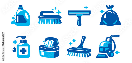 Cleaning and hygiene icons set