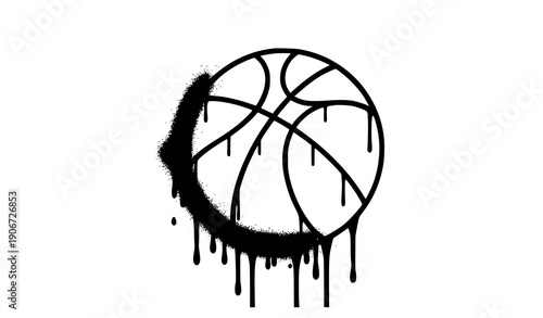 Dripping graffiti basketball vector icon black spray paint isolated on white background