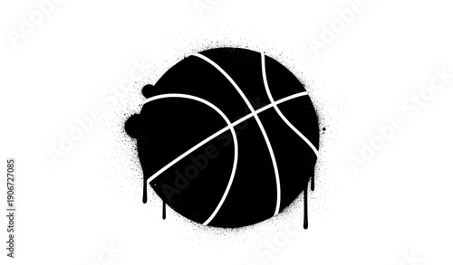 Graffiti basketball icon vector illustration black spray paint urban style isolated on white background