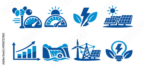 Renewable Energy and Efficiency Icon Set