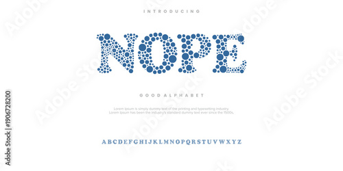 NOPE Abstract minimal modern alphabet fonts. Typography technology vector illustration