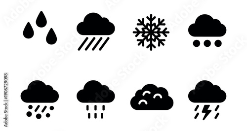 Weather condition black icons set