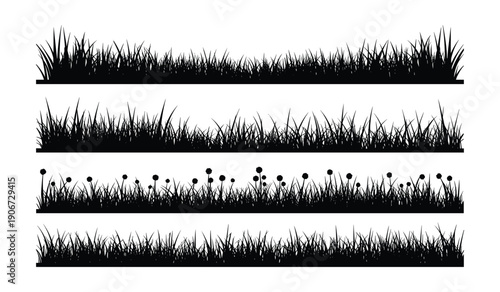 Sequential Growth Stages of Grass with Black Dots Representing Progressive Development Stages
