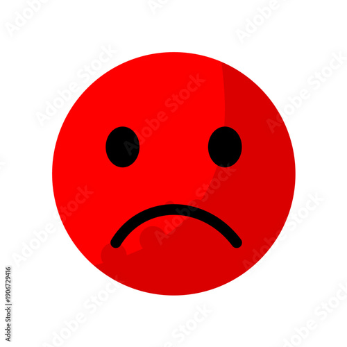 Red sad face emoji, vector icon