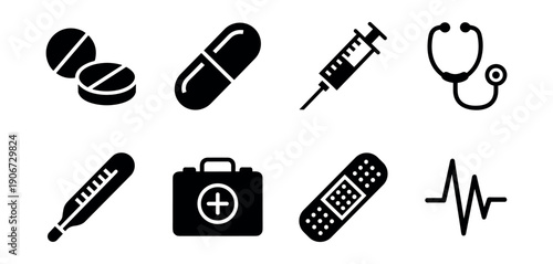 Medical and healthcare line icons set