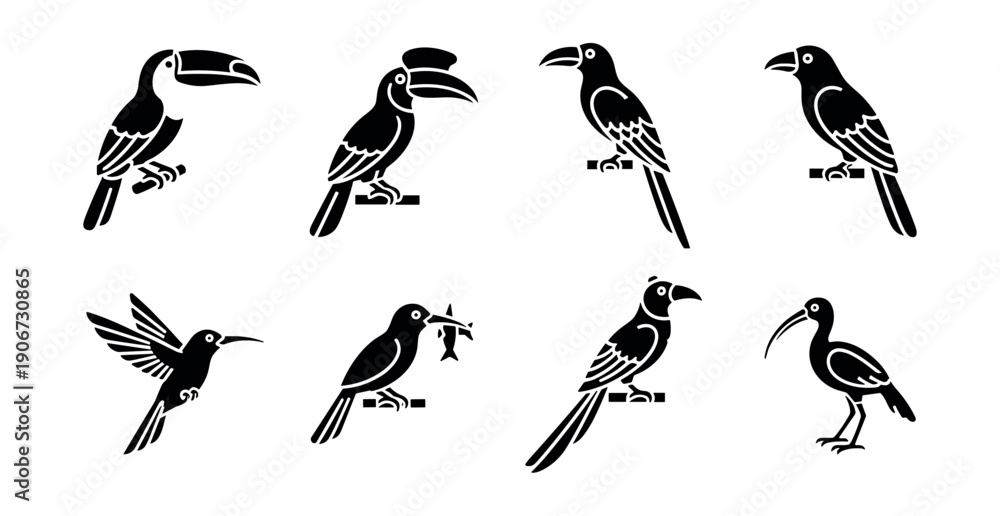 Fototapeta premium Bird Silhouette Collection Facing Right