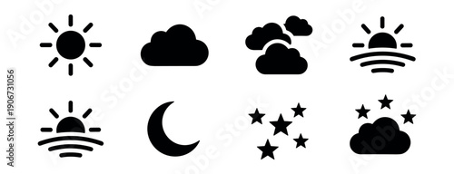 Weather black icons set