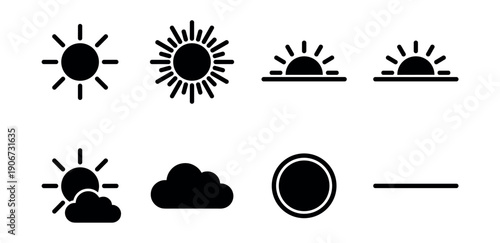 Weather silhouette icons set