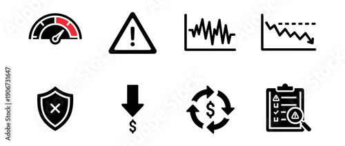 Risk, Finance, and Performance Icons Set
