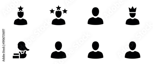 Human silhouette achievement and user icons set