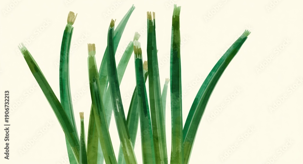 Obraz premium Bold Watercolor Image of Green Onions to Inspire Food Preparations
