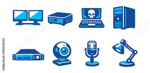 Electronic Devices and Computer Accessories Cartoon Icons Set
