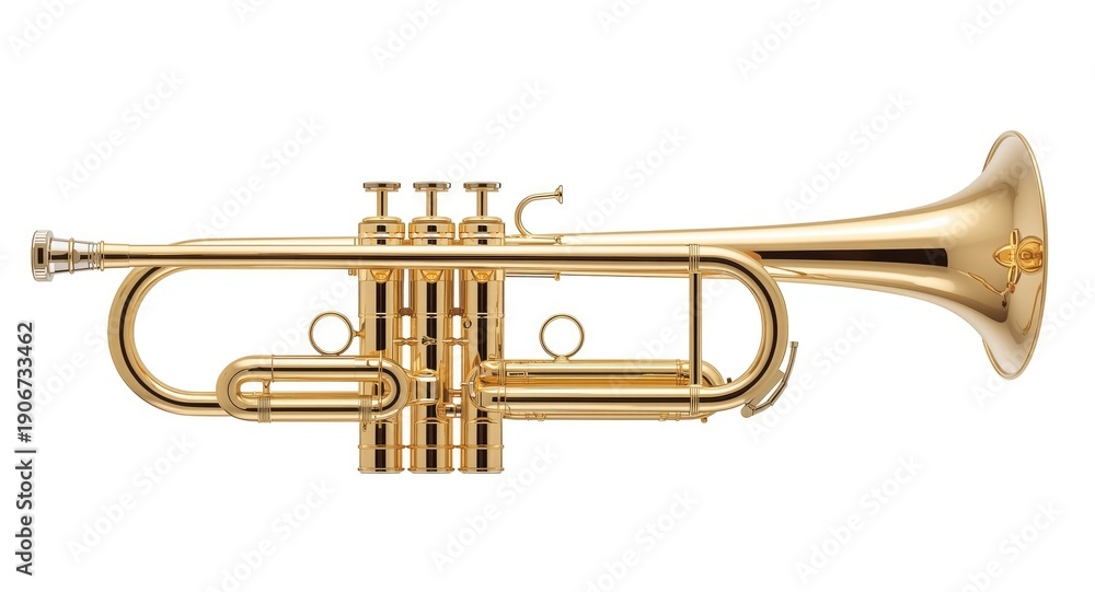 Obraz premium brilliant brass trumpet displayed with a clear white background