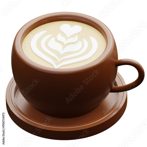 3d icon drink illustration coffee cup latte art hot beverage espresso perfect for cafe menus, beverage apps, or food-related designs and promotions