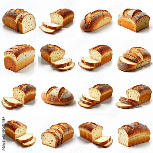 Collection of A close-up shot of a loaf of bread on a white surface.