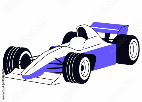 Sleek formula one race car with bold blue accents showcasing aerodynamic design and high-performance engineering