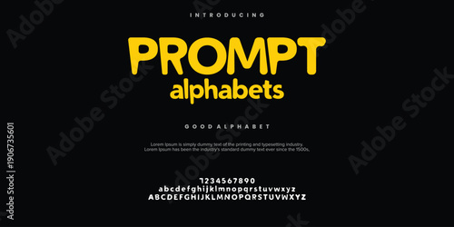 Prompt abstract minimal modern alphabet fonts. Typography technology vector illustration