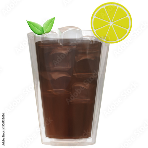 3d icon drink illustration iced tea lemon mint summer refreshing. perfect for menus, advertisements, or digital designs related to beverages and warm weather