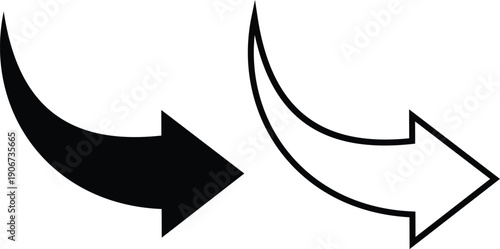 Arrow icon set in flat and line style, direction pointer symbol collection and group, black monochrome vector illustration isolated on transparent background for web and app interface