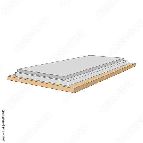 Illustration of a drywall panel isolated on a white background, showcasing layered construction materials with detailed edging and clean lines
