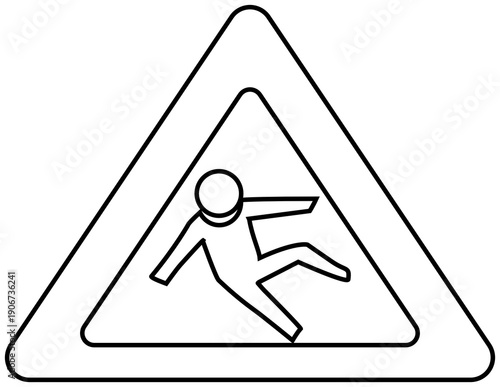 Symbol of slippery floor sign. Beware wet floor