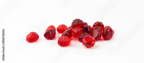 Tableau sur toile Fruit gummy candy pile isolated, vegan chewing marmalade pills, jelly gumdrops h