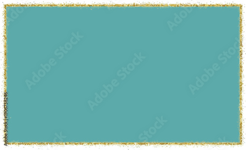 Turquoise rectangle with sparkling gold glitter border, festive background for celebrations, invitations, or social media posts.