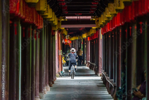 Fényképezés passageway with colorful Chinese lanterns, People's Park, built in 1911 as Shaoc