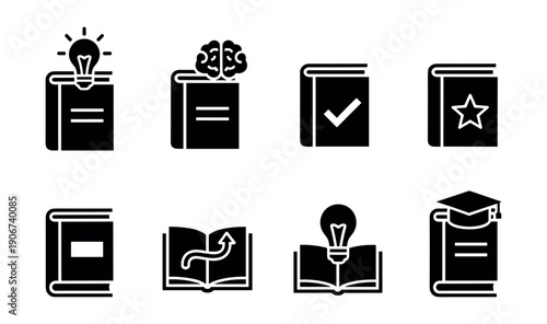 Educational book icons set
