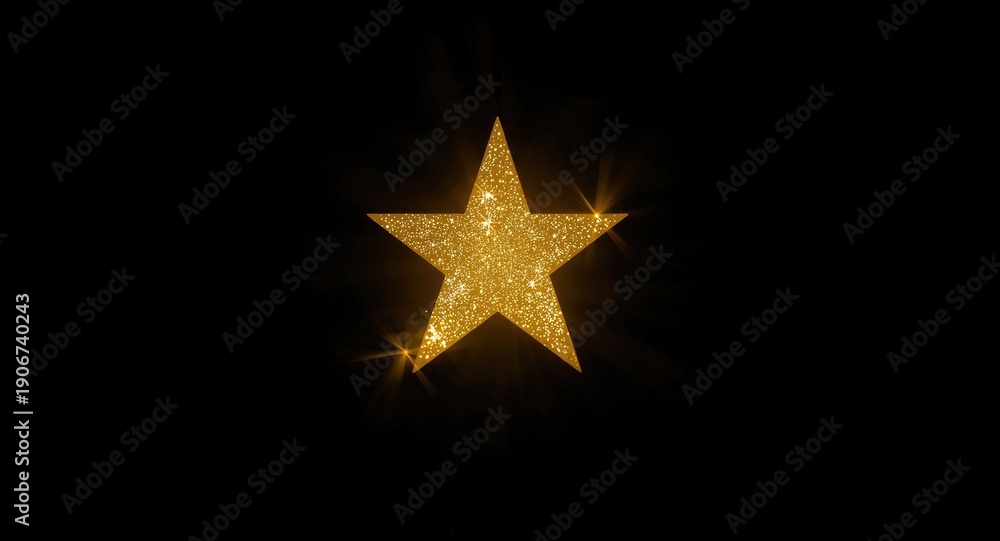 Fototapeta premium Bright gold star shining vividly with glittering highlights