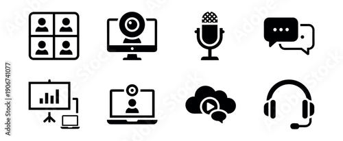 Communication and Online Interaction Icons Set