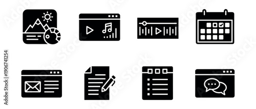 Digital and Multimedia Function Icons Set