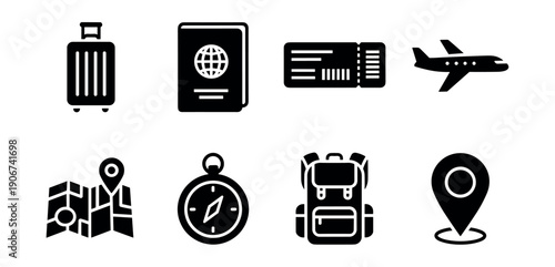 Travel and exploration icons set
