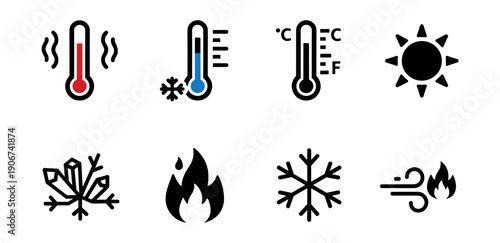 Weather and Temperature Icons Set