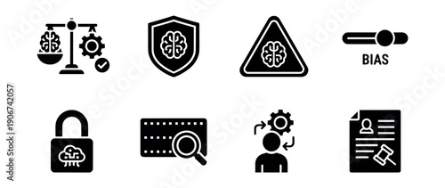 AI Ethics and Decision-making Icons Set