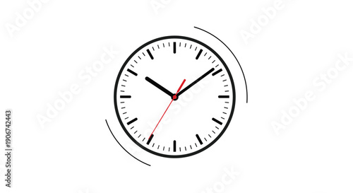 Simple clock face showing approximately ten minutes past ten with a red second hand for time management and punctuality concepts.