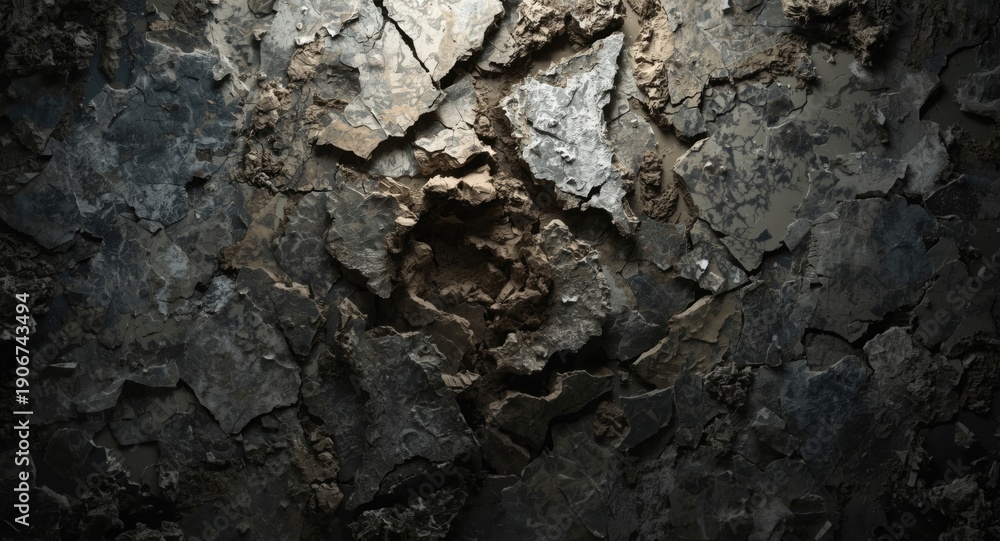 Fototapeta premium Artistic fragmented texture background highlighting layered rough surface and high key light