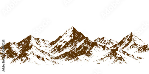 Golden wheat ears isolated on white background contrast with a beautiful winter mountain landscape of snow peaks and blue sky