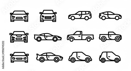 Collection of various car icons in a grid layout.