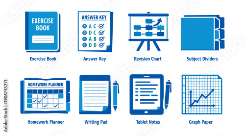 Educational and organizational tools icons set
