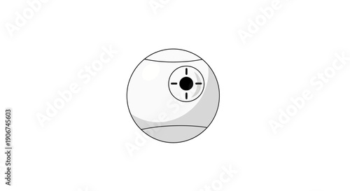Round white robot with a single eye and target icon, concept illustration