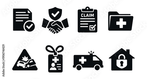Insurance and Emergency Services Icons Set
