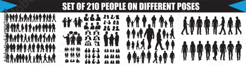Set of People in Various Poses Silhouette