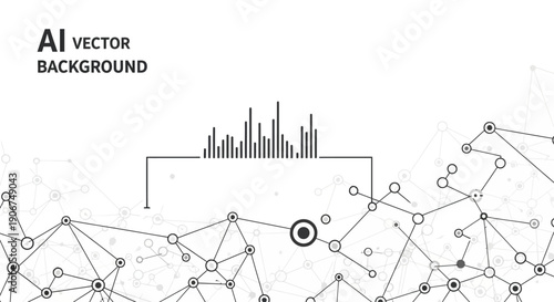 Artificial Intelligence Vector Background with Abstract Network Connections and Data Points, Isolated White Background