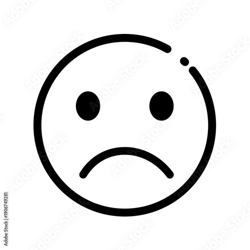 Sad face emoticon in line style, vector icon