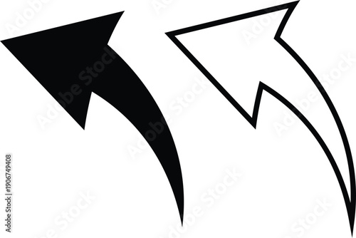 Arrow icon set in flat and line style, direction pointer symbol collection and group, black monochrome vector illustration isolated on transparent background for web and app interface