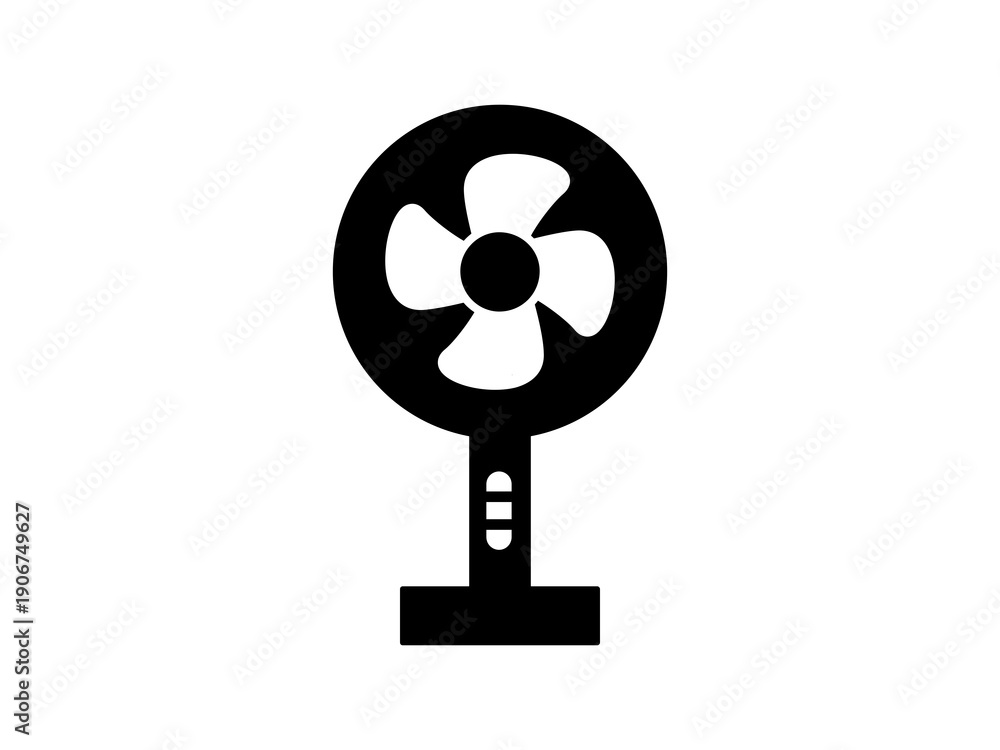 Obraz premium Black fan icon in a simple flat silhouette style 